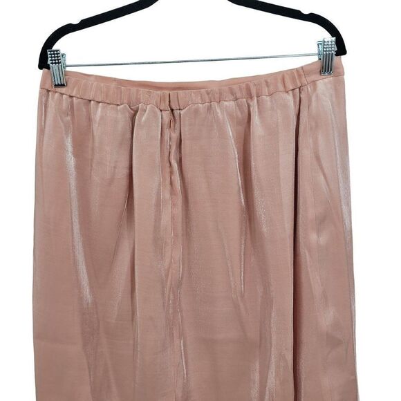 Vintage 80's Maxi Skirt Set Petites 16WP Pink Modest Beaded Button Up Shimmer - Picture 6 of 17